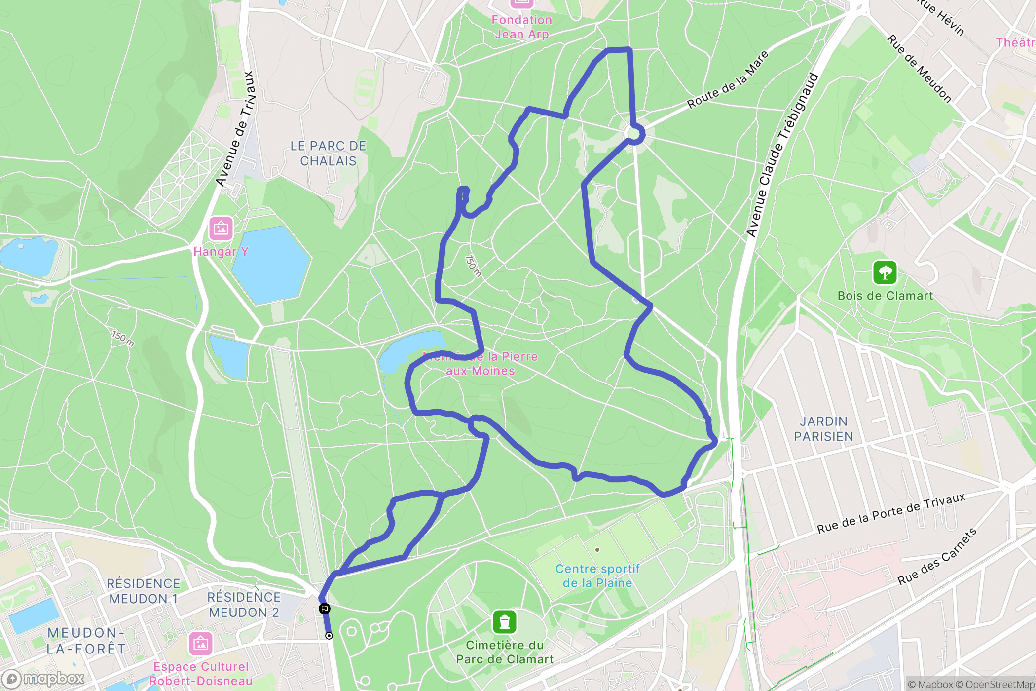 Clamart : carte du parcours de randonnée - France