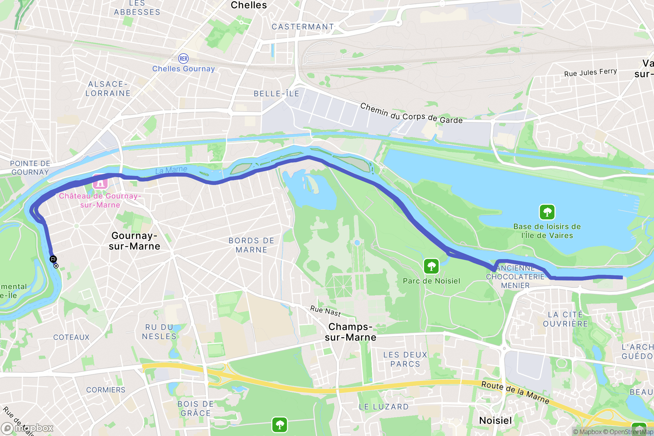 Gournay-sur-Marne : carte du parcours de randonnée - France
