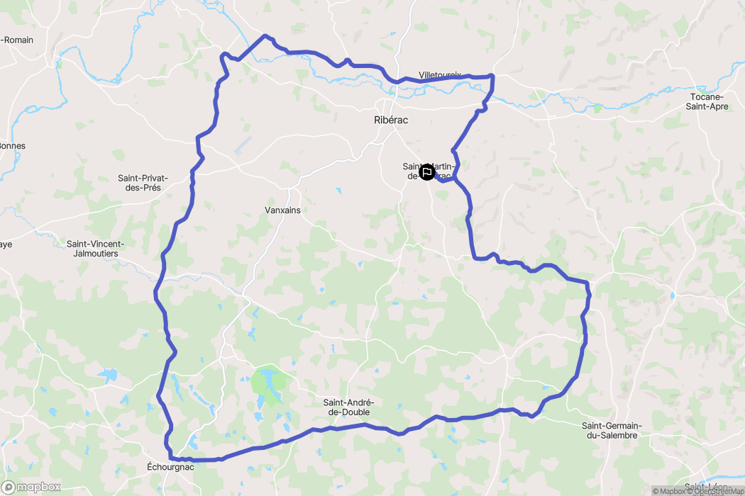 Saint-Martin-de-Ribérac : carte du parcours de randonnée - France