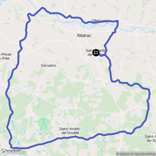 Saint-Martin-de-Ribérac : carte du parcours de randonnée - France