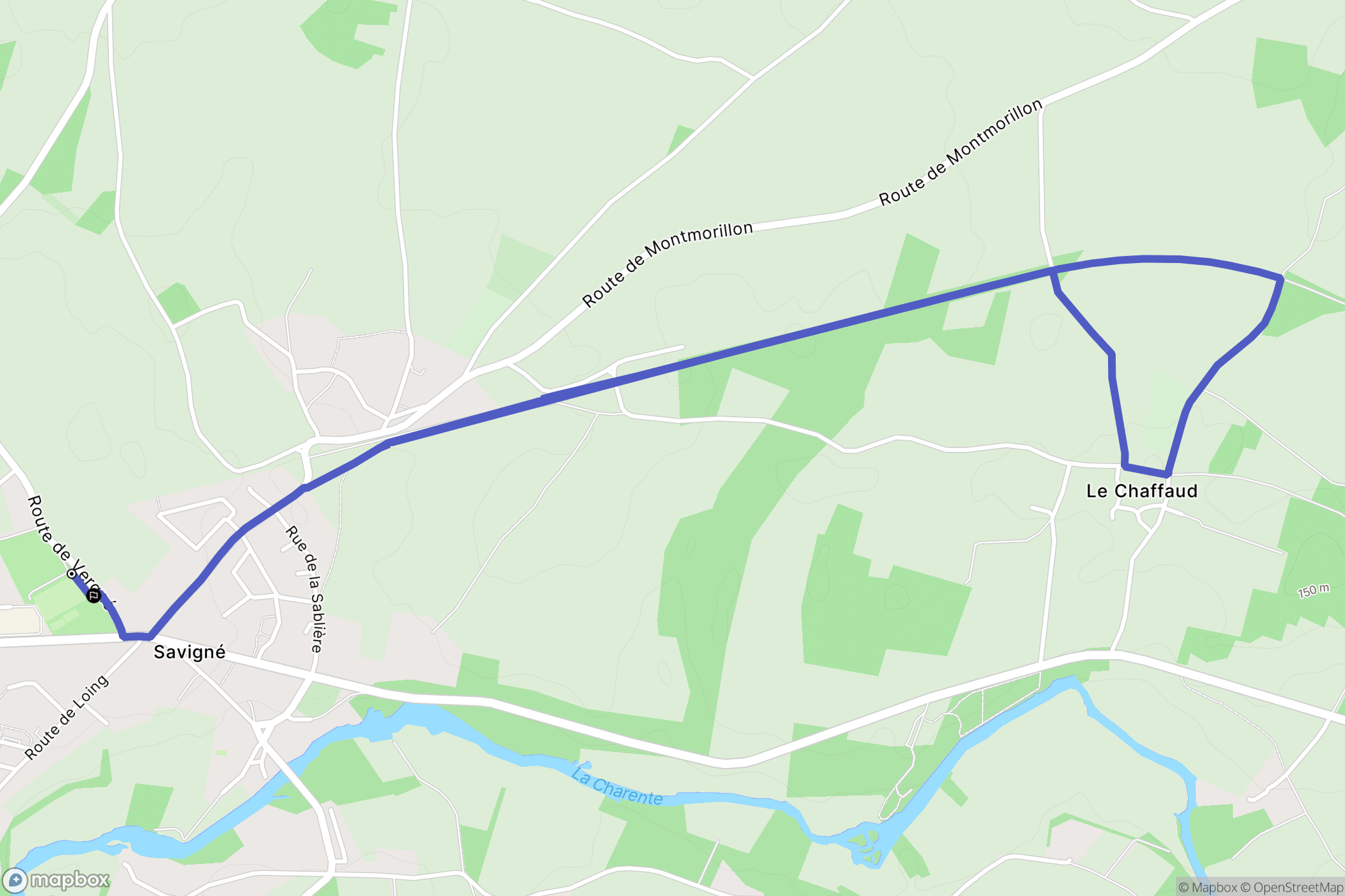 Savigné : carte du parcours de randonnée - France