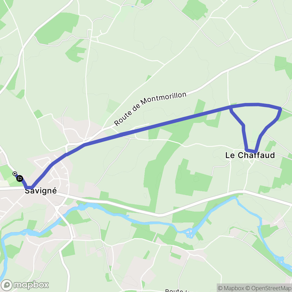 Savigné : carte du parcours de randonnée - France