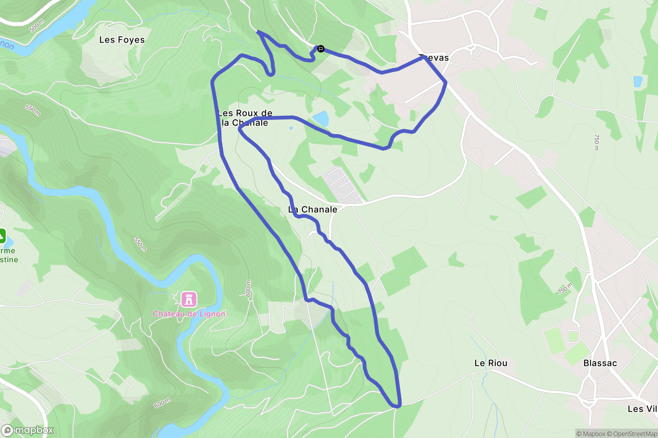 Les Villettes : carte du parcours de randonnée - France