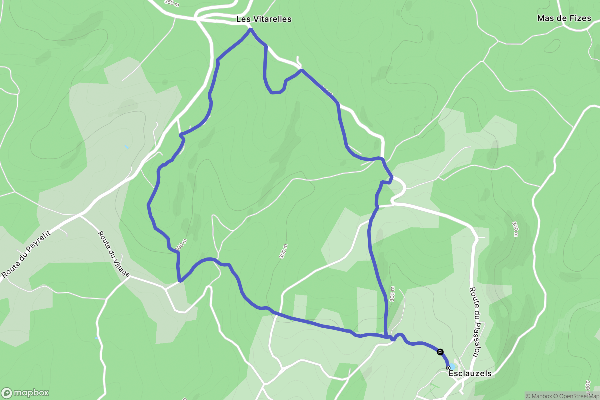 Esclauzels : carte du parcours de randonnée - France