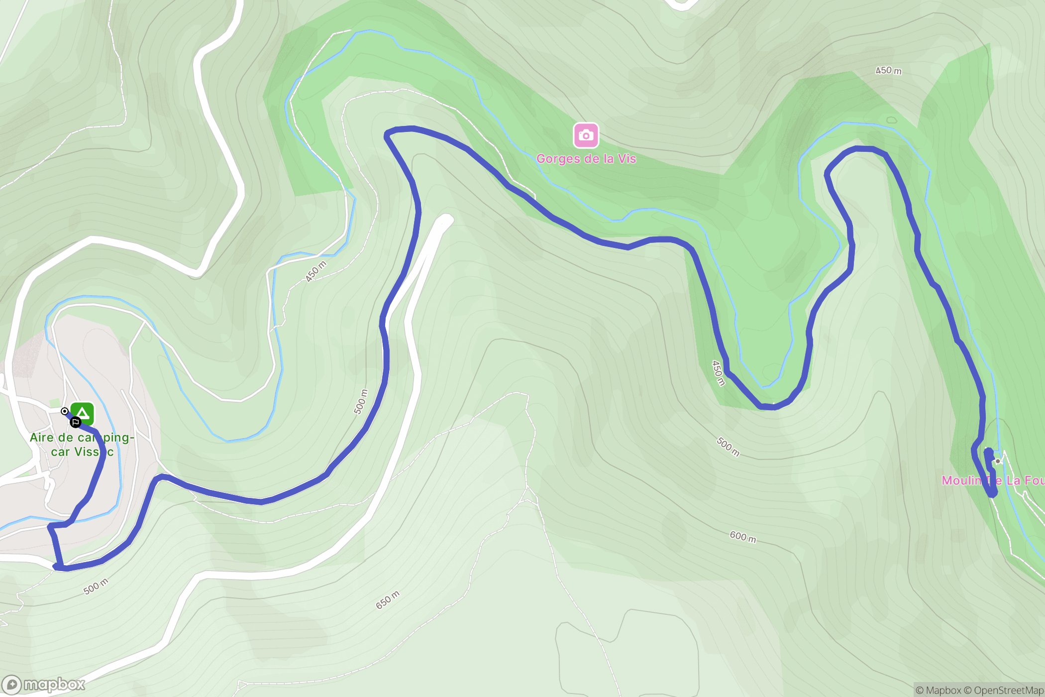 Vissec : carte du parcours de randonnée - France