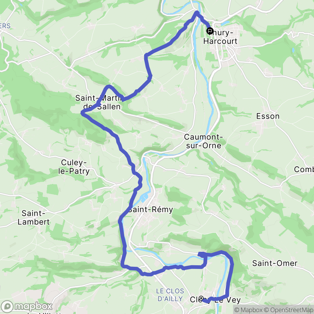 Clécy : carte du parcours de randonnée - France