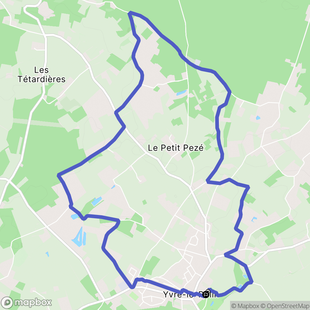 Yvré-le-Pôlin : carte du parcours de randonnée - France
