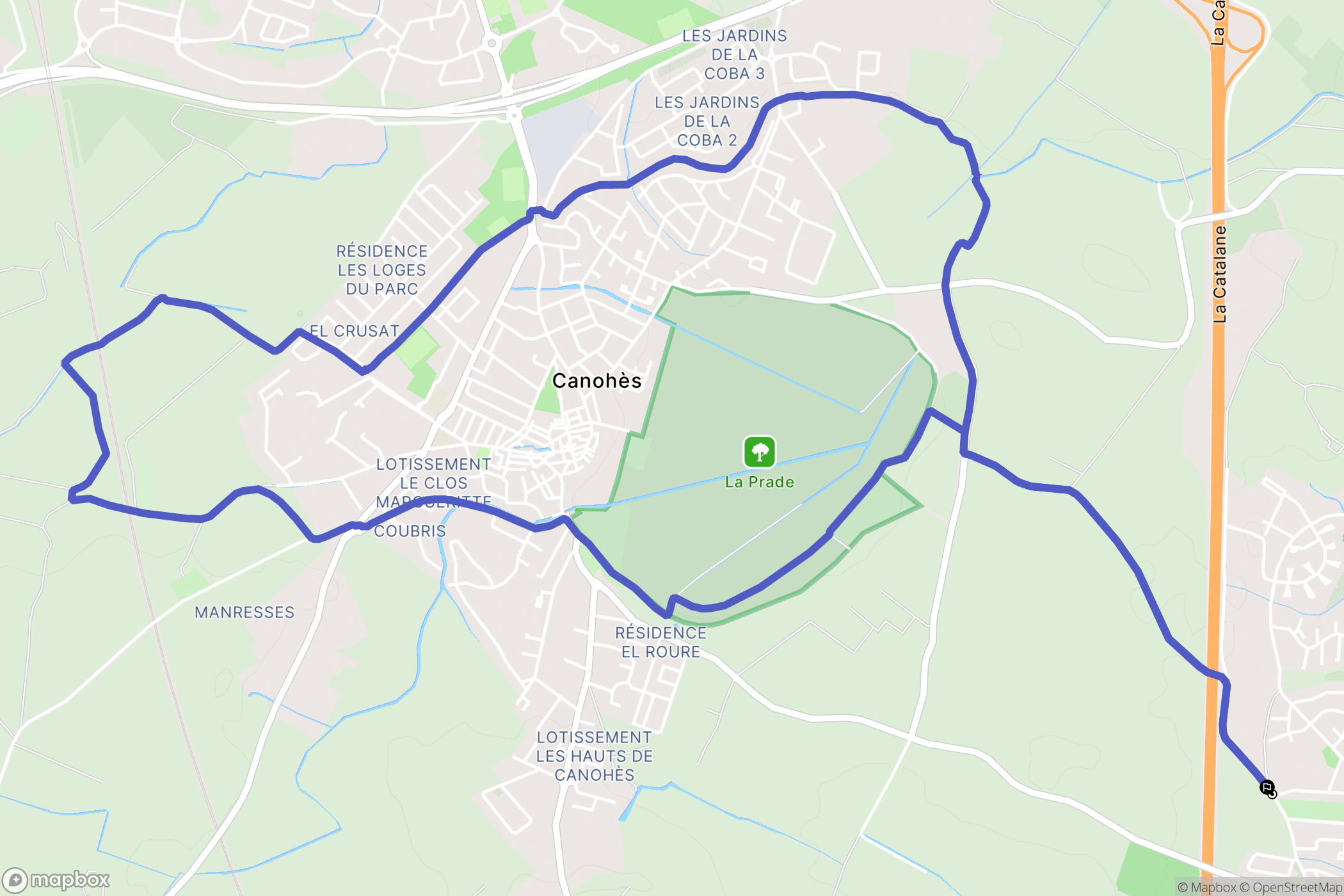 Pollestres : carte du parcours de randonnée - France