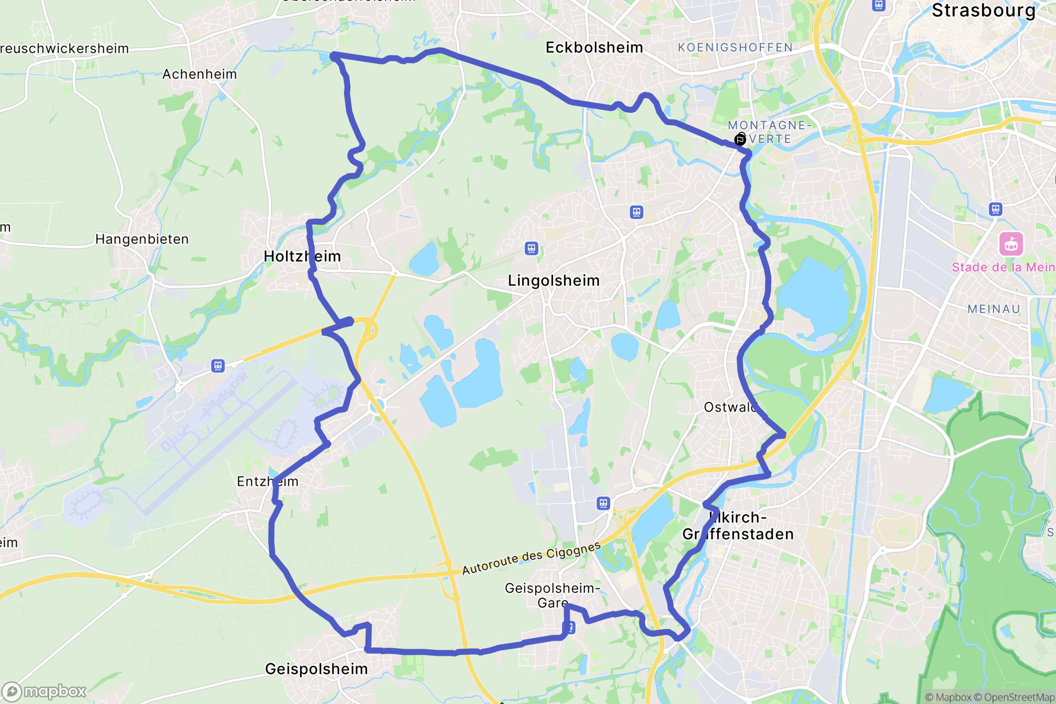 Strasbourg : carte du parcours de randonnée - France
