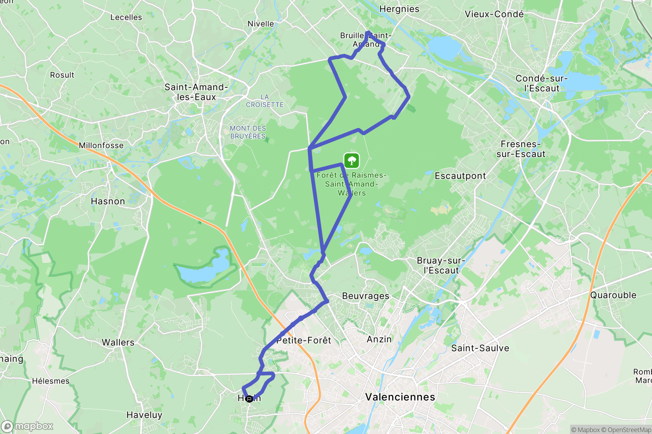 Hérin : carte du parcours de randonnée - France