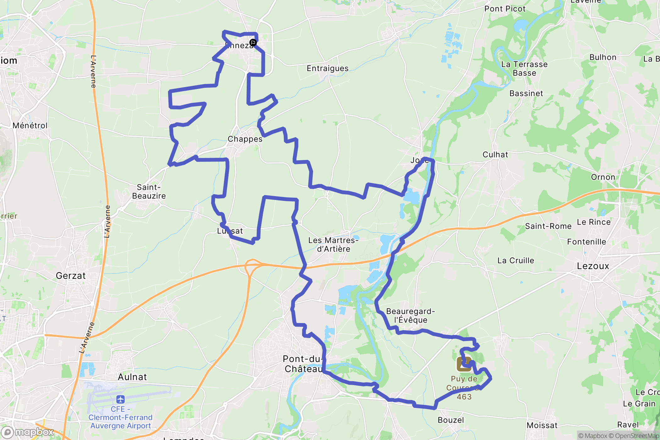 Ennezat : carte du parcours de randonnée - France