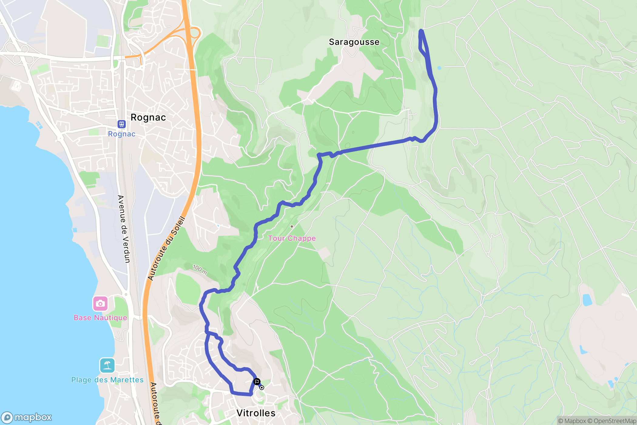 Vitrolles : carte du parcours de randonnée - France