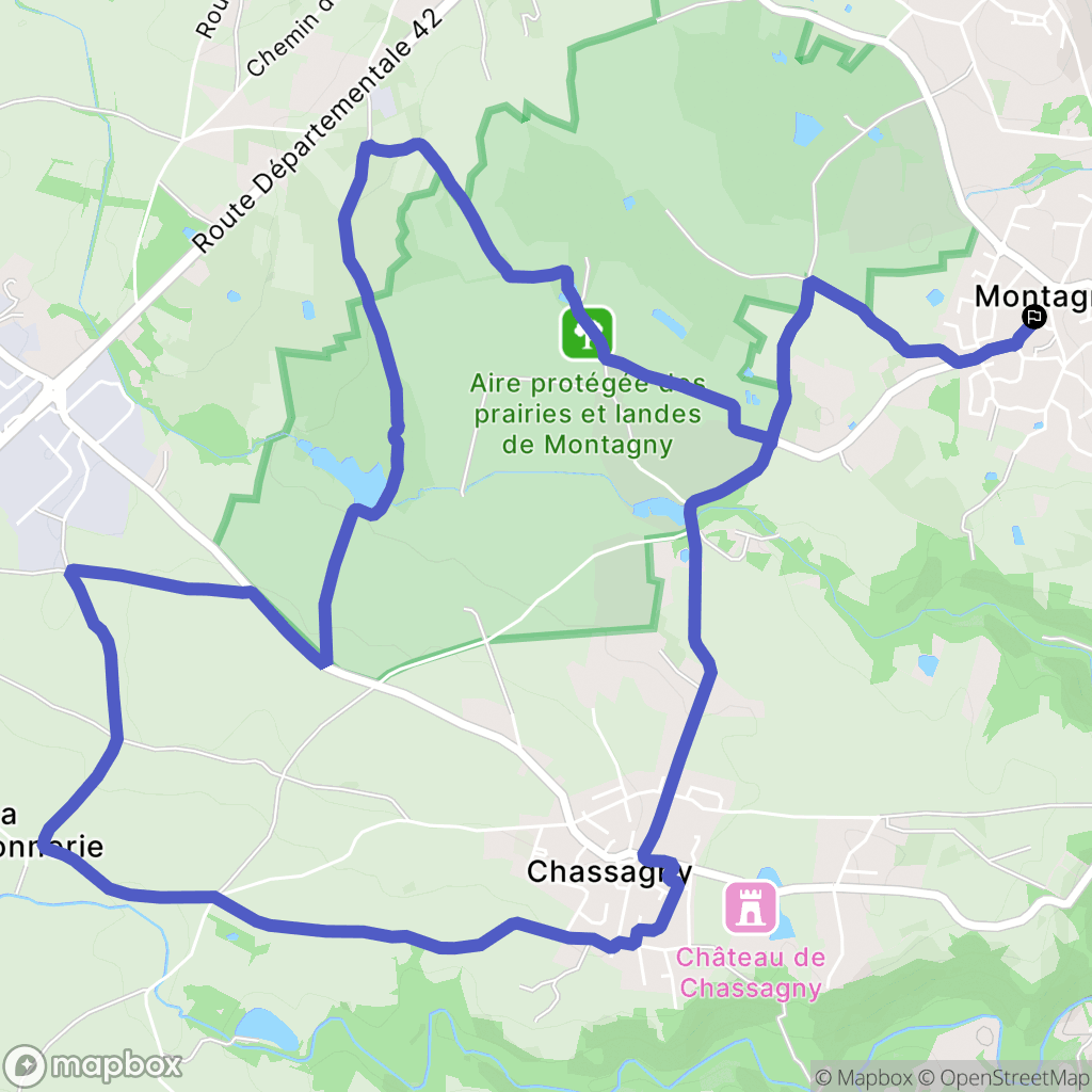 Montagny : carte du parcours de randonnée - France