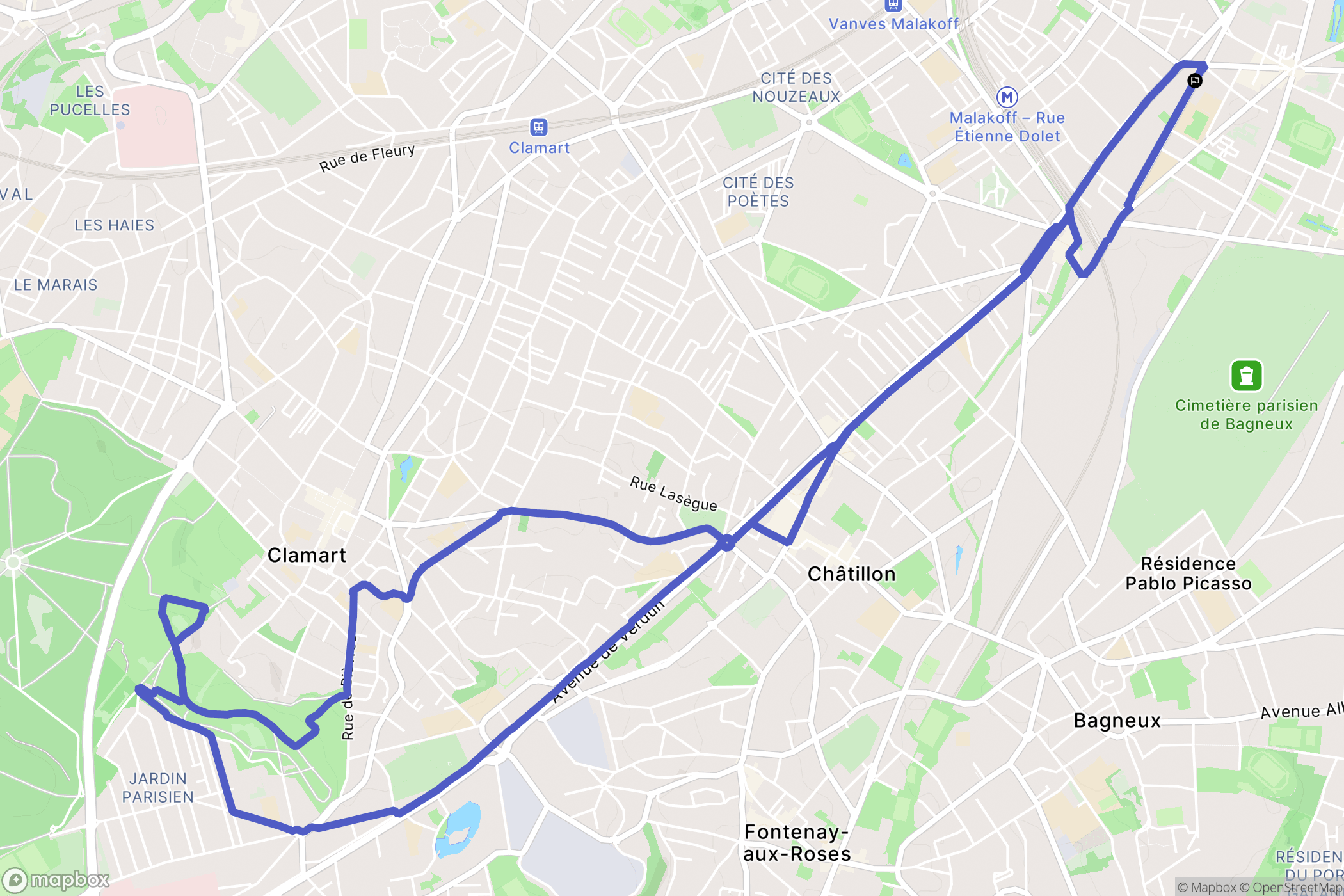 Montrouge : carte du parcours de randonnée - France