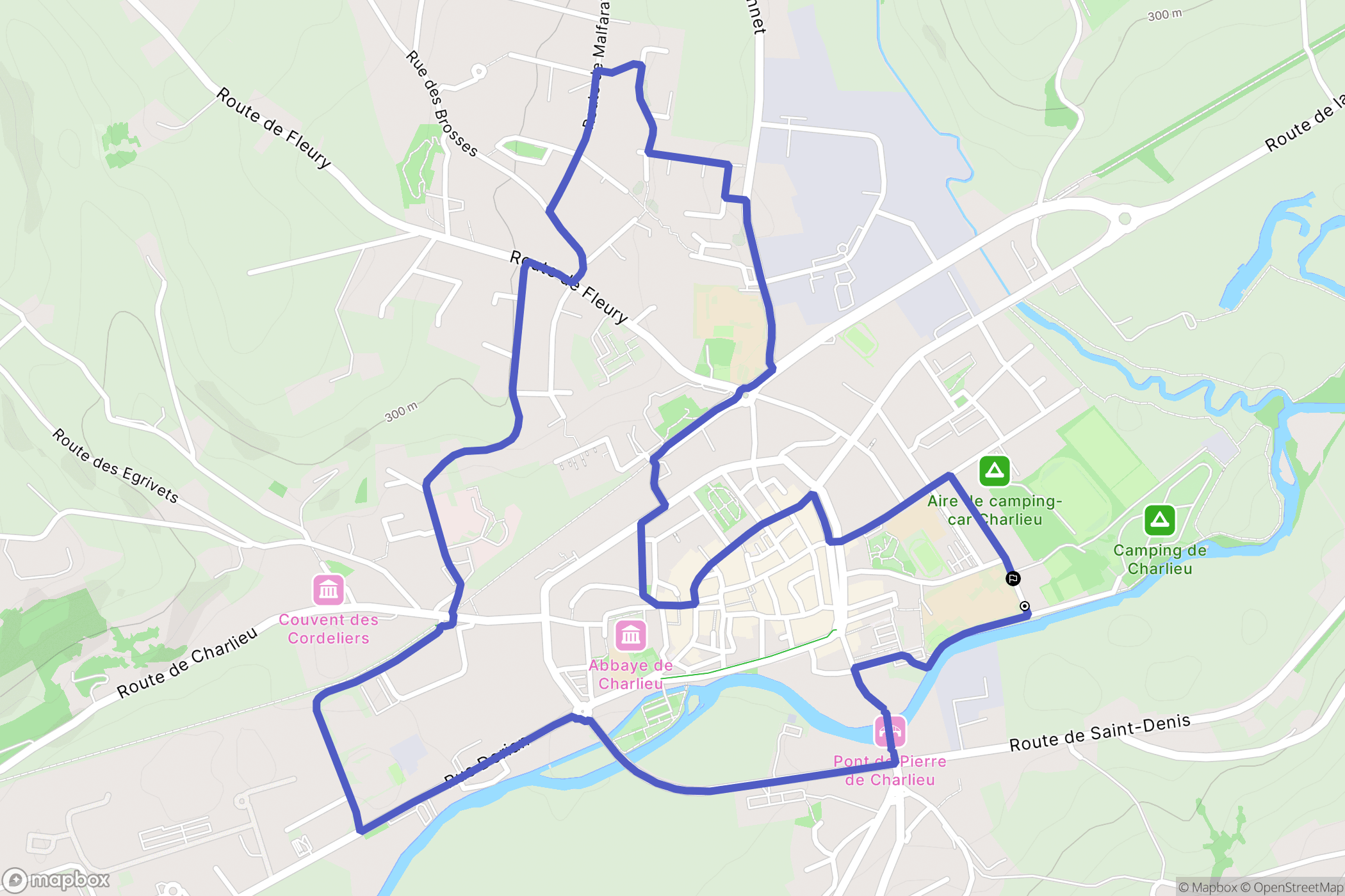 Charlieu : carte du parcours de randonnée - France
