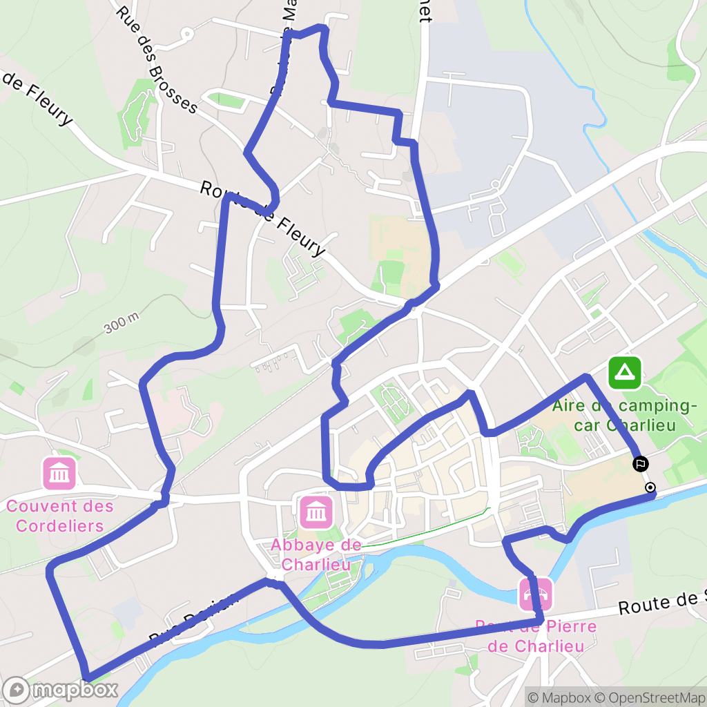 Charlieu : carte du parcours de randonnée - France