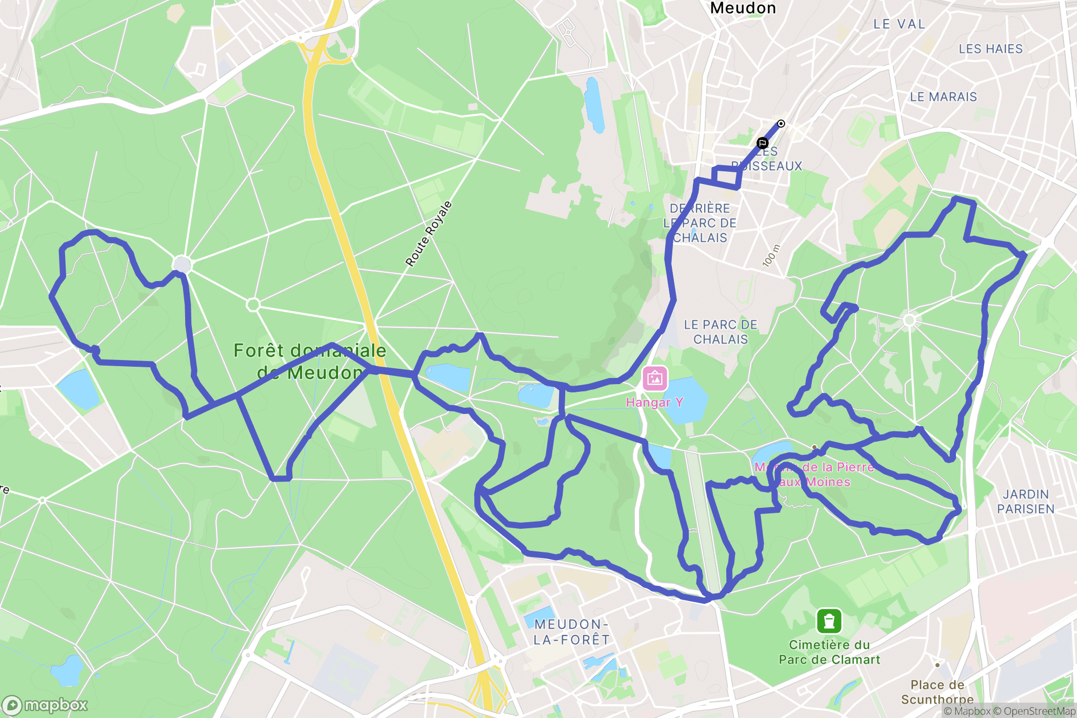 Meudon : carte du parcours de randonnée - France