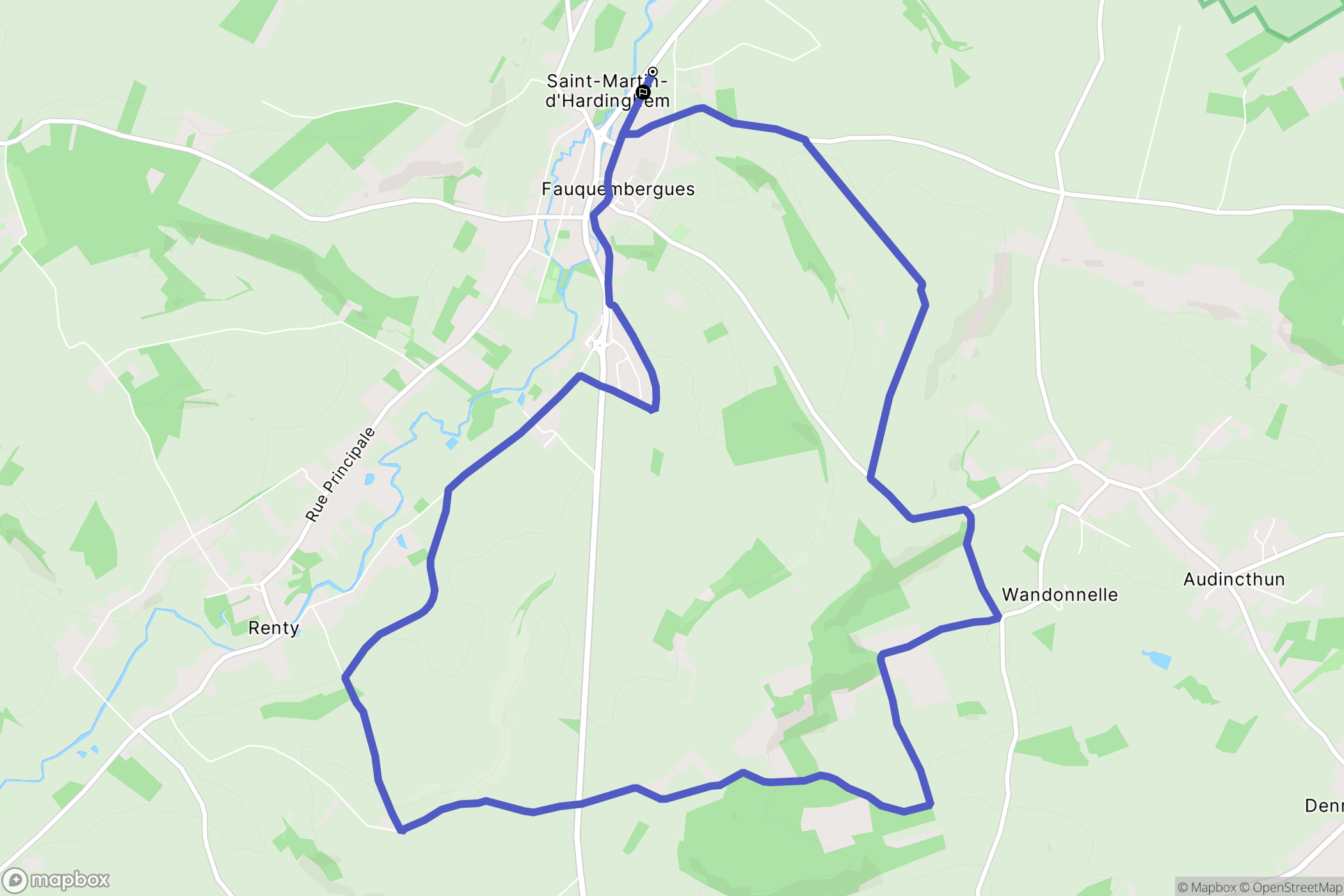 Saint-Martin-d'Hardinghem : carte du parcours de randonnée - France