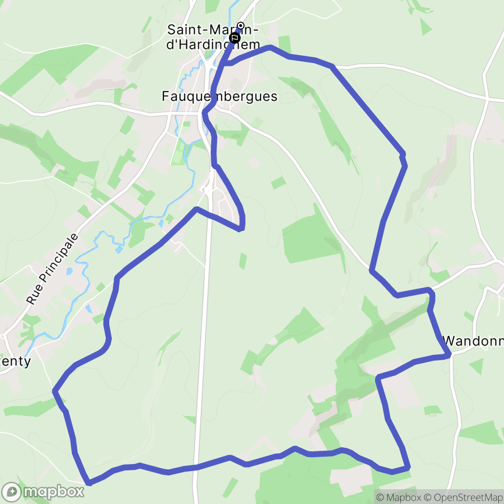 Saint-Martin-d'Hardinghem : carte du parcours de randonnée - France