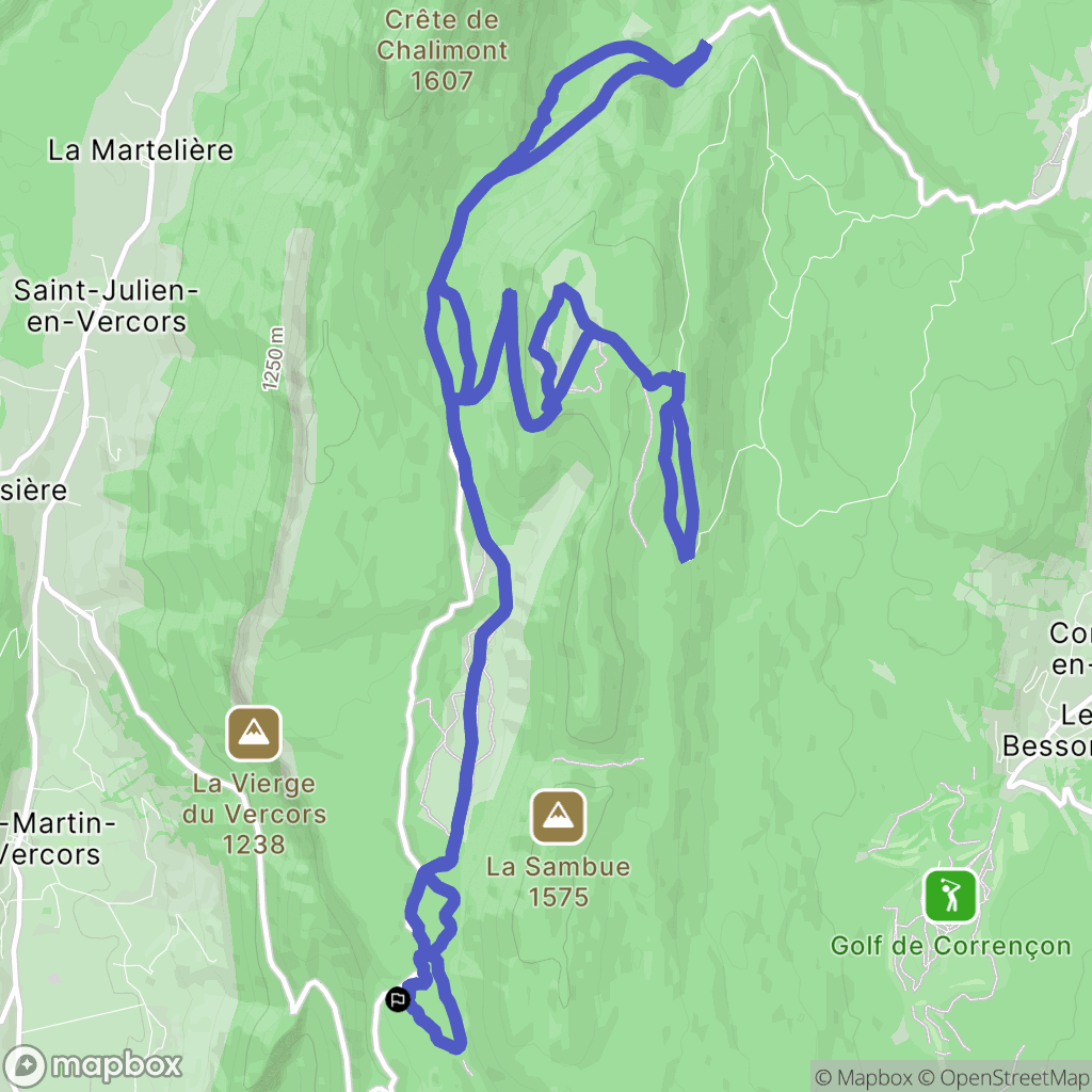 Saint-Martin-en-Vercors : carte du parcours de randonnée - France