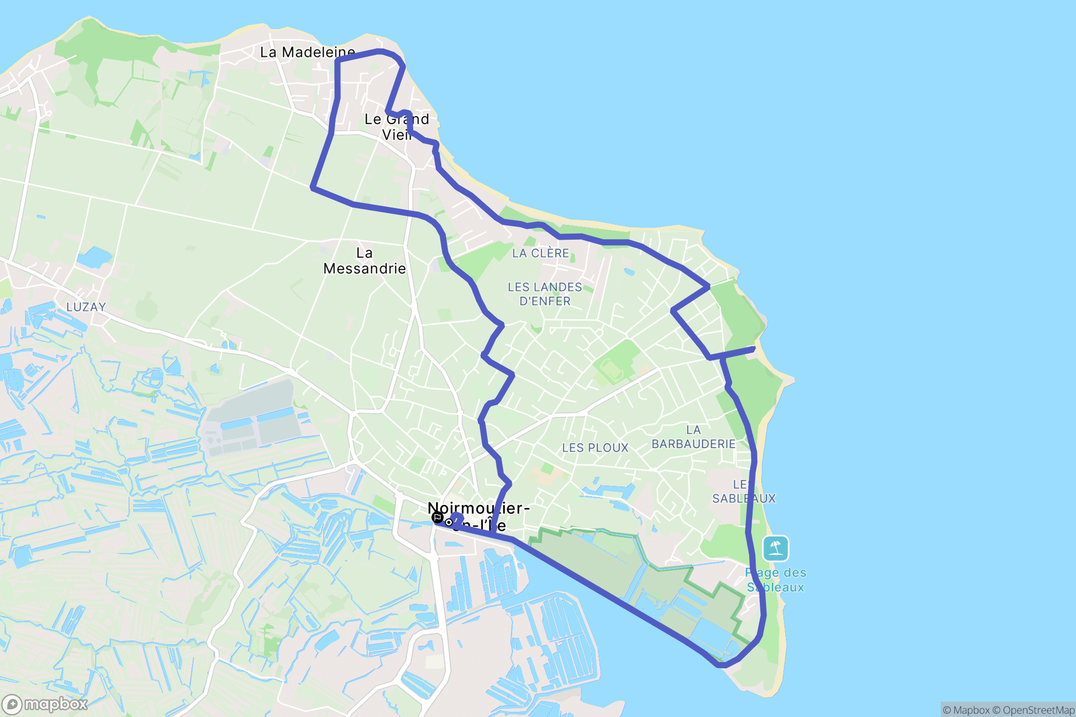 Noirmoutier-en-l'Île : carte du parcours de randonnée - France