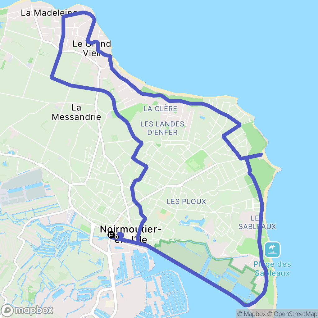 Noirmoutier-en-l'Île : carte du parcours de randonnée - France