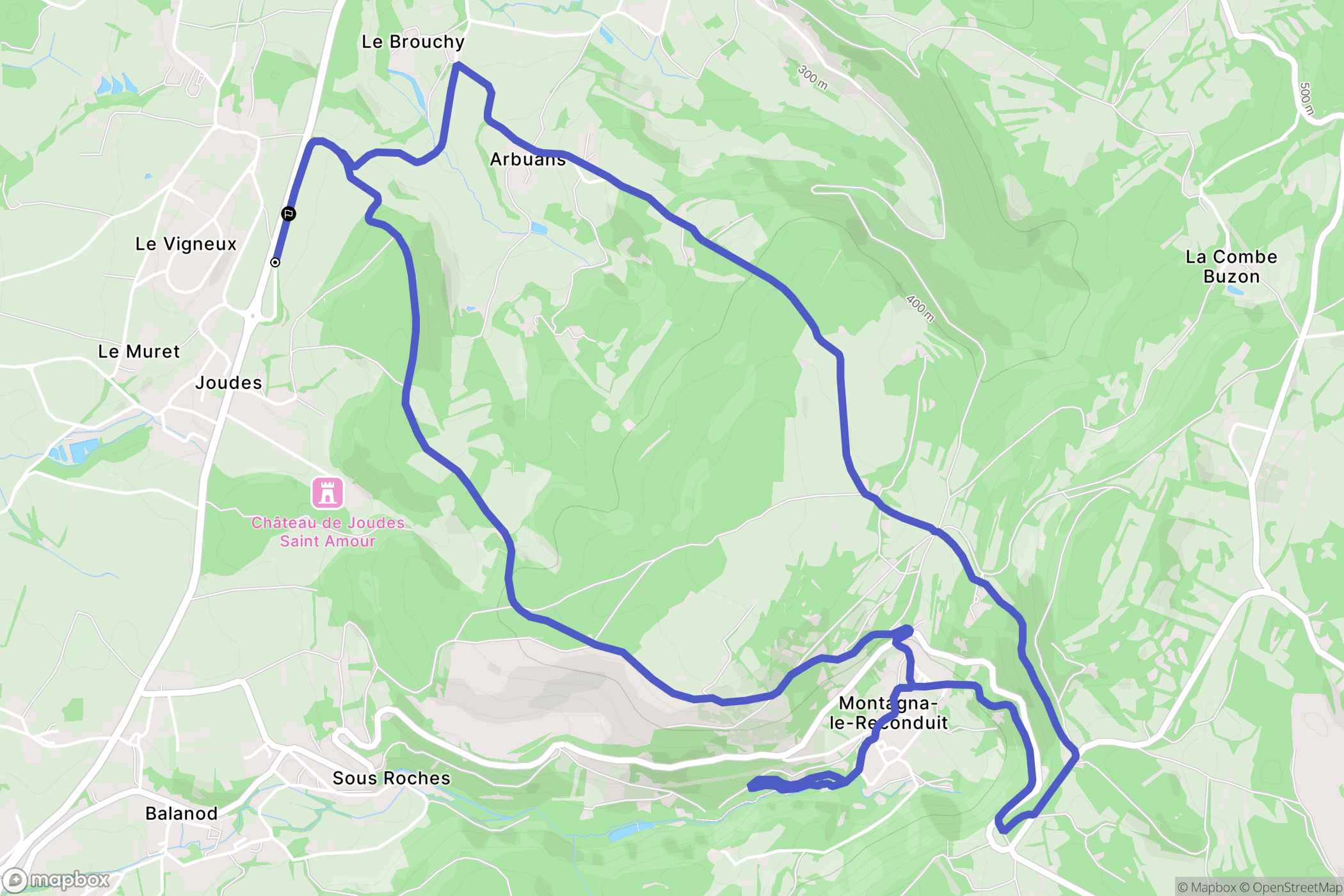 Joudes : carte du parcours de randonnée - France
