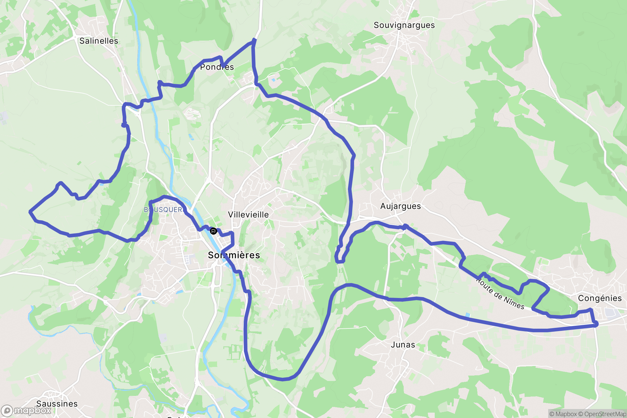 Sommières : carte du parcours de randonnée - France