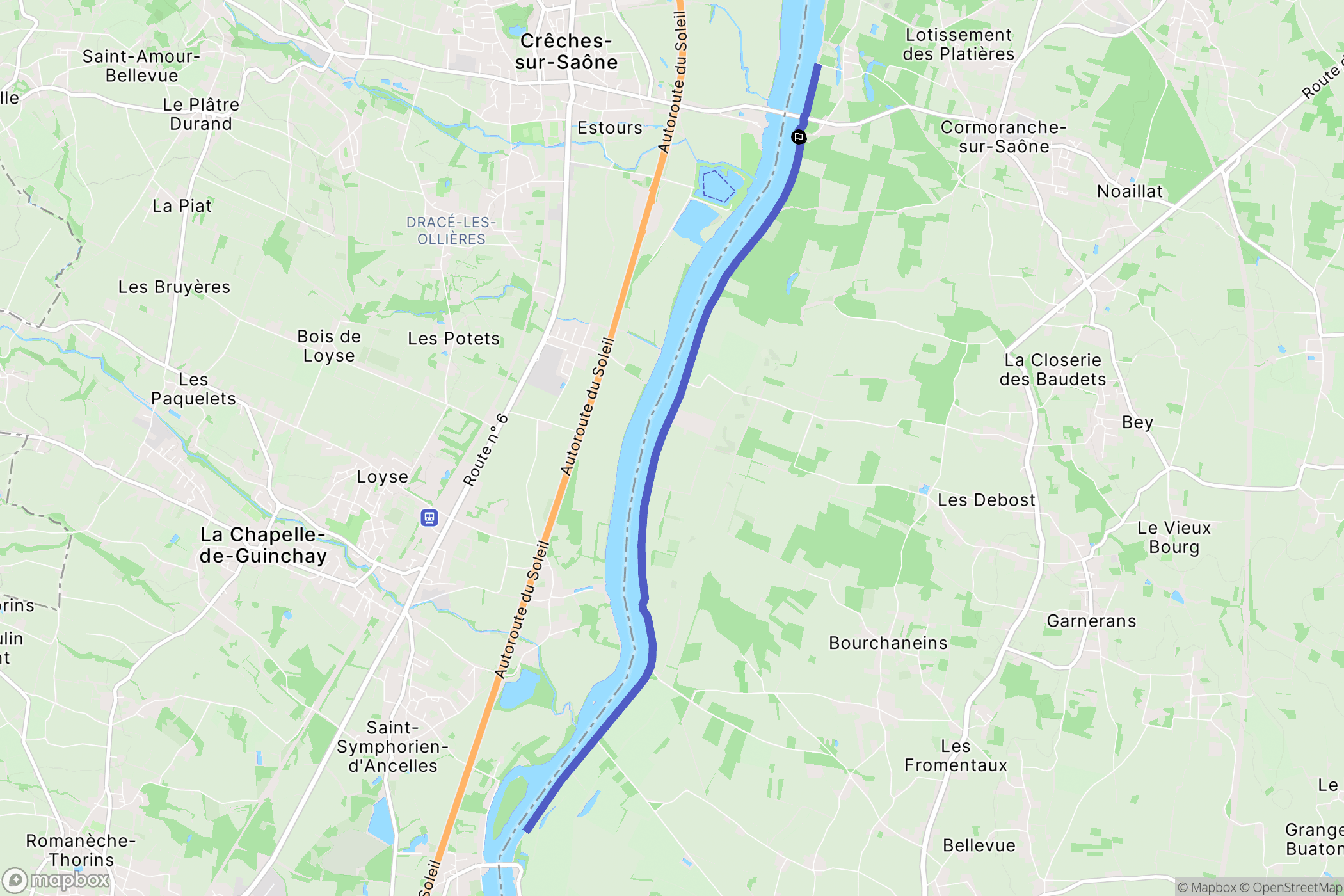 Cormoranche-sur-Saône : carte du parcours de randonnée - France