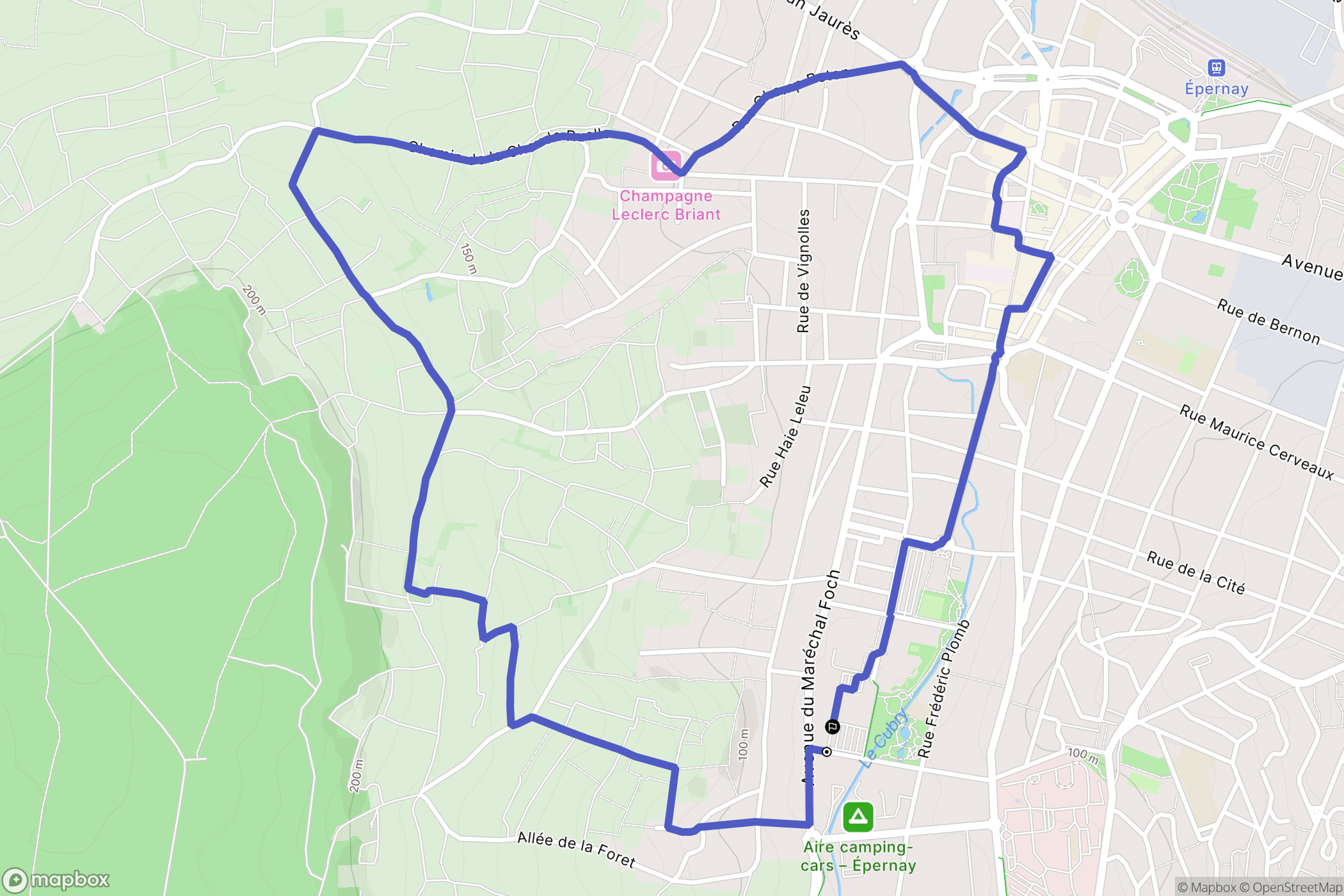 Épernay : carte du parcours de randonnée - France