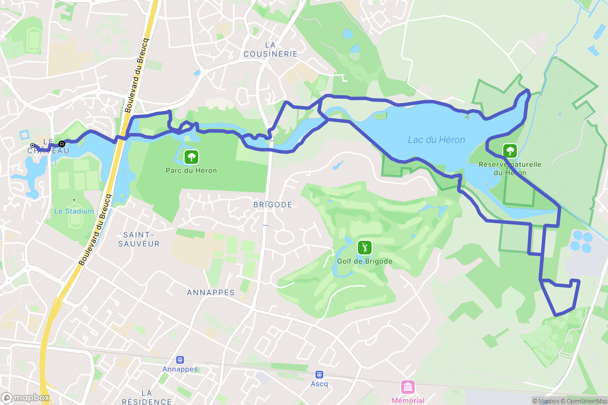 Villeneuve-d'Ascq : carte du parcours de randonnée - France