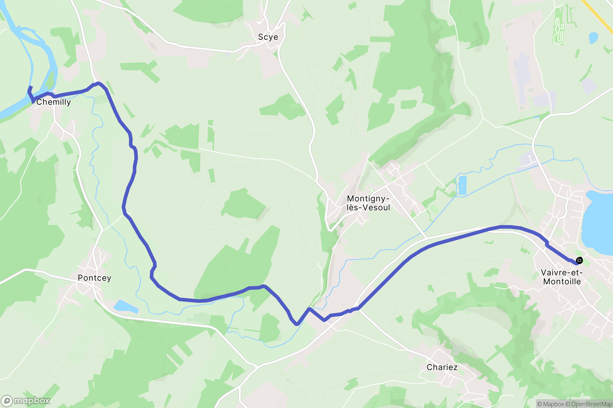 Vaivre-et-Montoille : carte du parcours de randonnée - France
