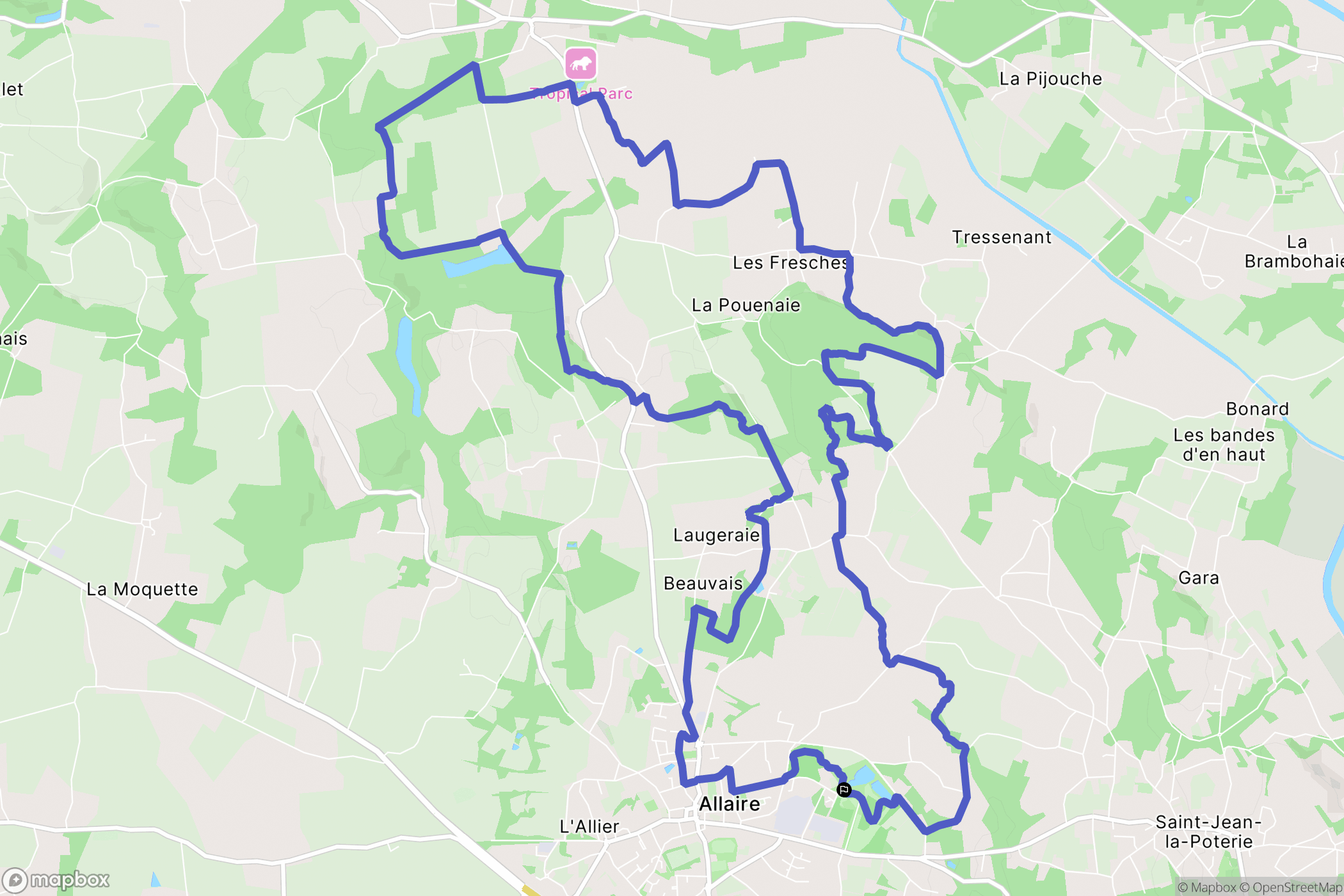 Allaire : carte du parcours de randonnée - France