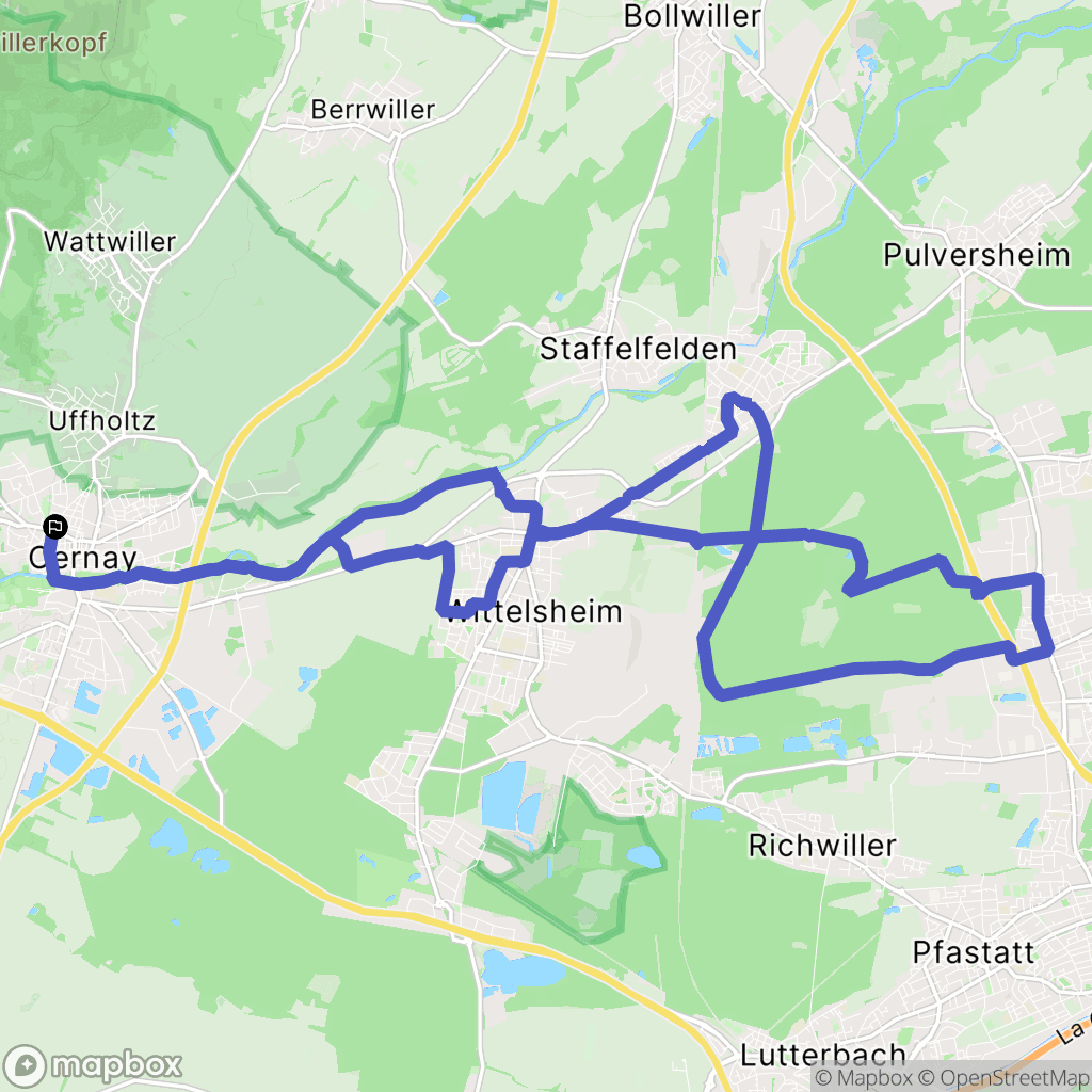 Cernay : carte du parcours de randonnée - France