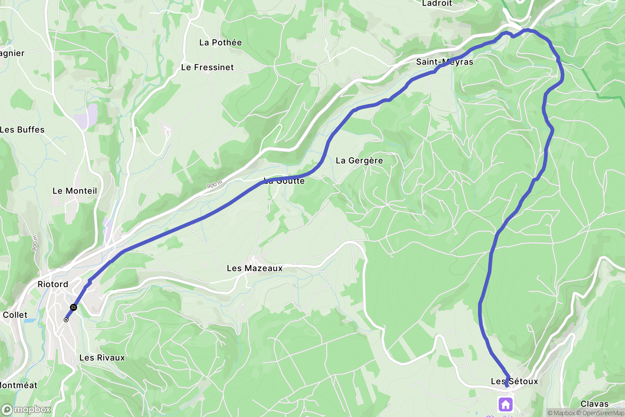 Riotord : carte du parcours de randonnée - France