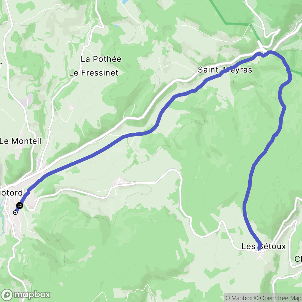 Riotord : carte du parcours de randonnée - France
