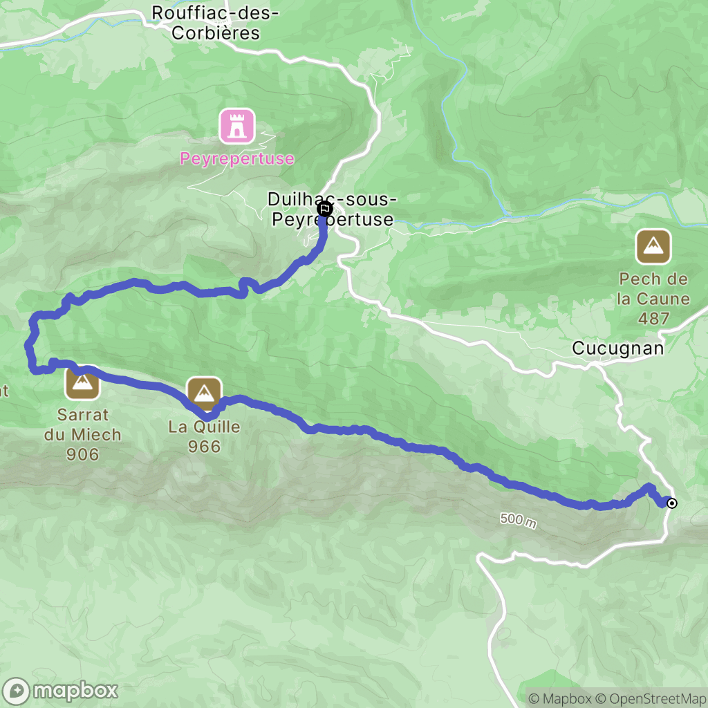 Cucugnan : carte du parcours de randonnée - France