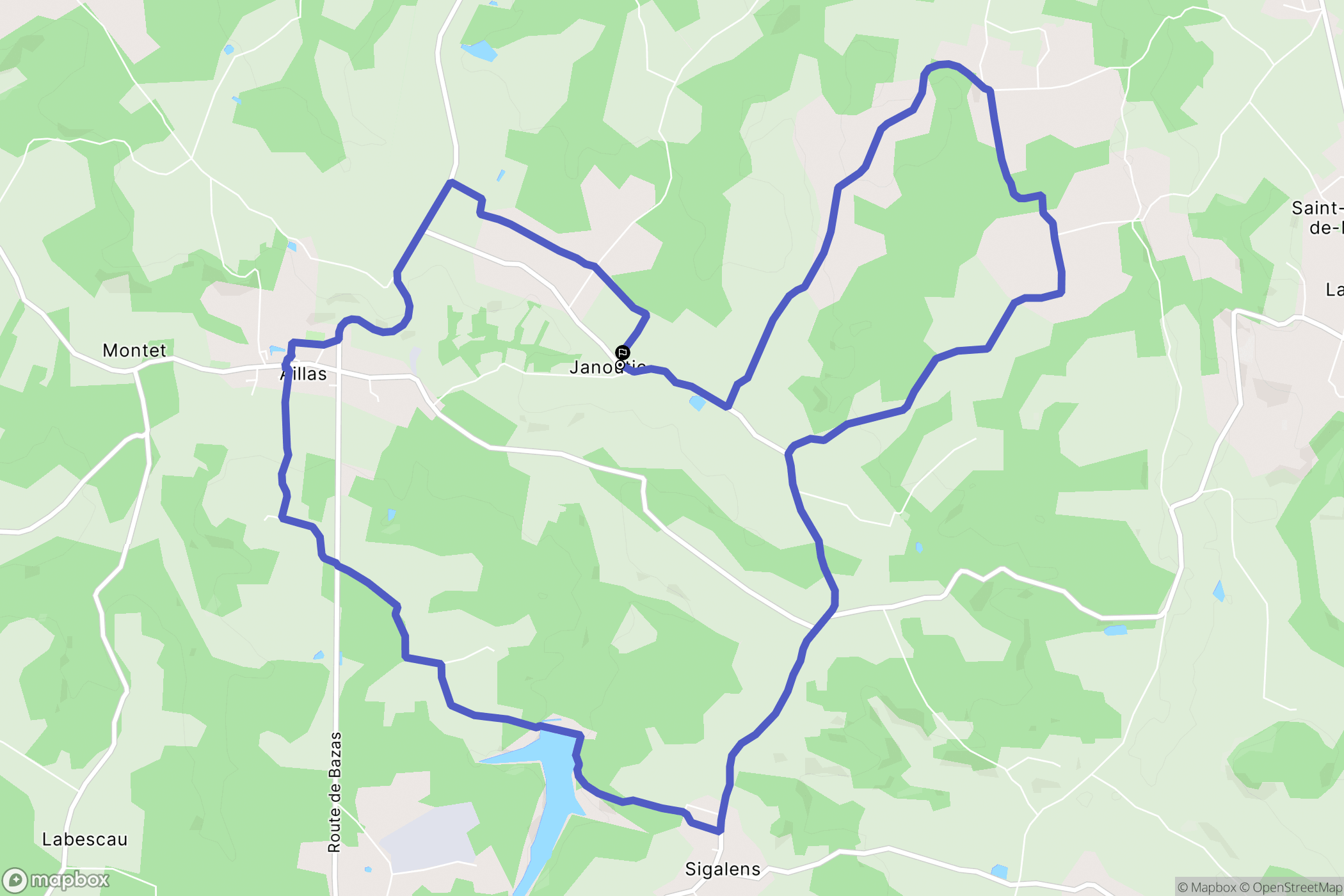 Aillas : carte du parcours de randonnée - France