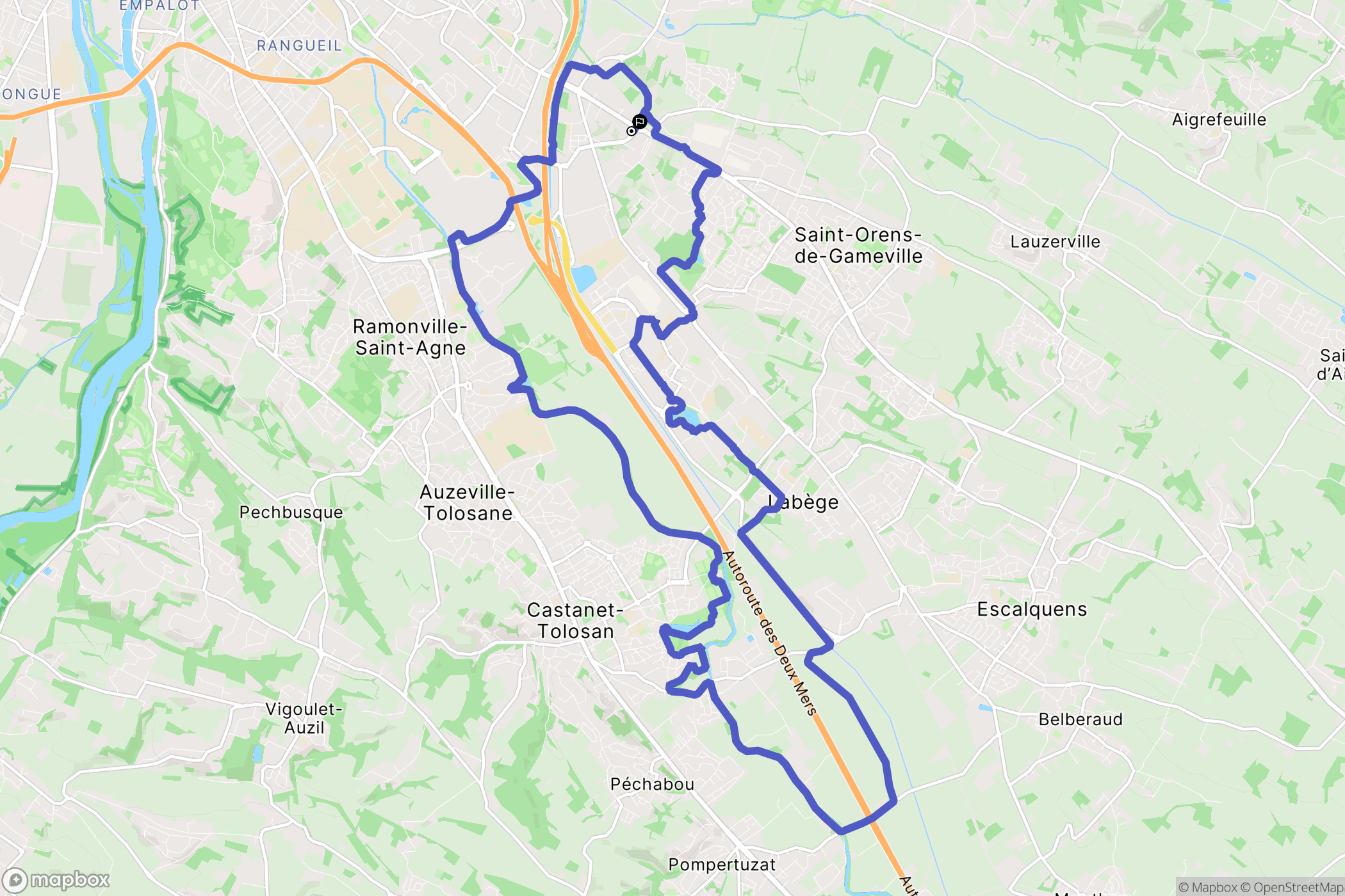 Toulouse : carte du parcours de randonnée - France