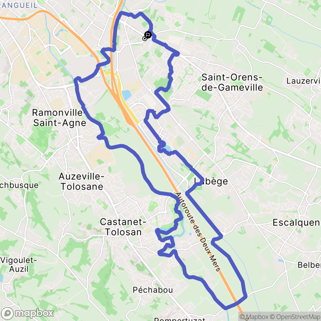 Toulouse : carte du parcours de randonnée - France