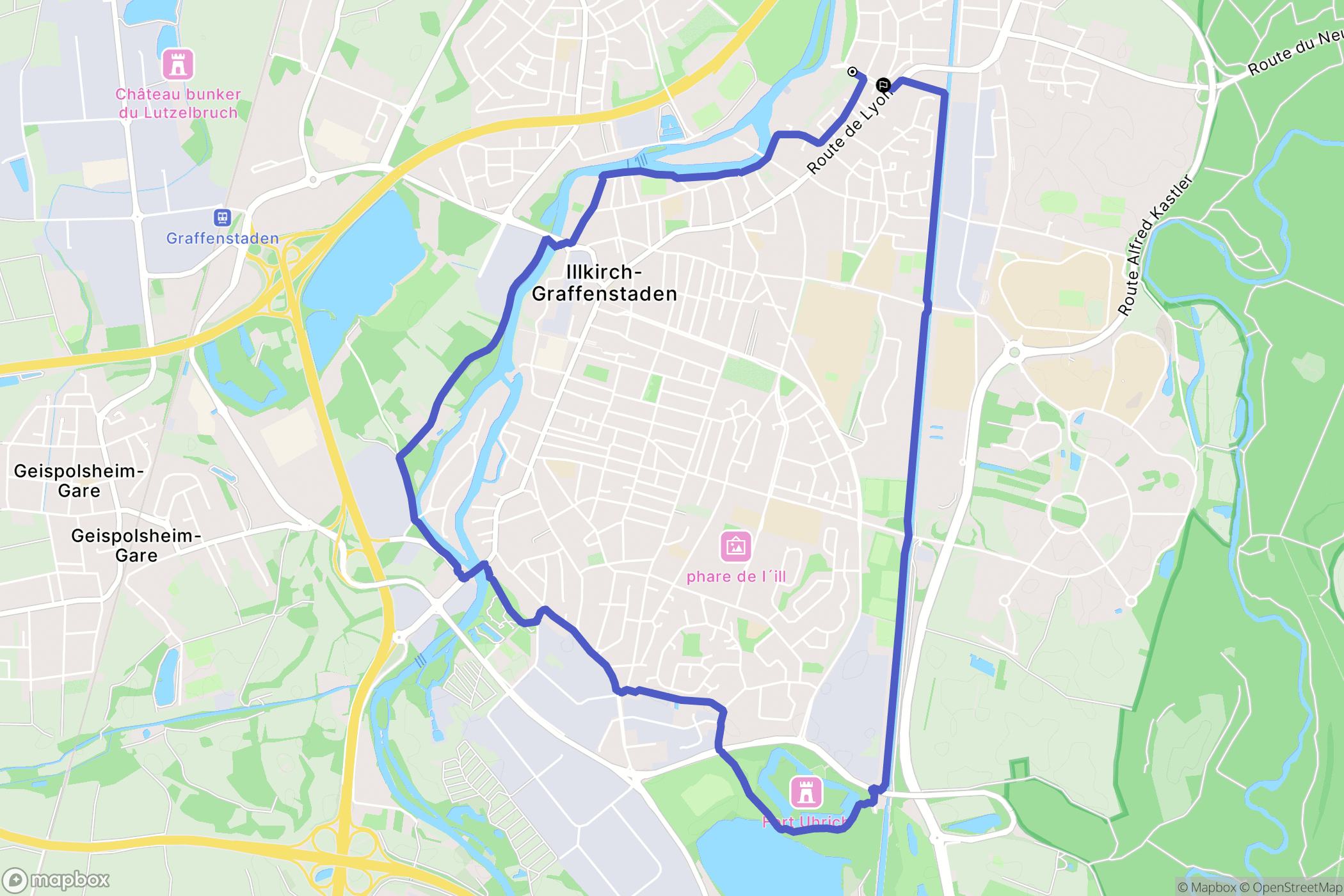 Illkirch-Graffenstaden : carte du parcours de randonnée - France