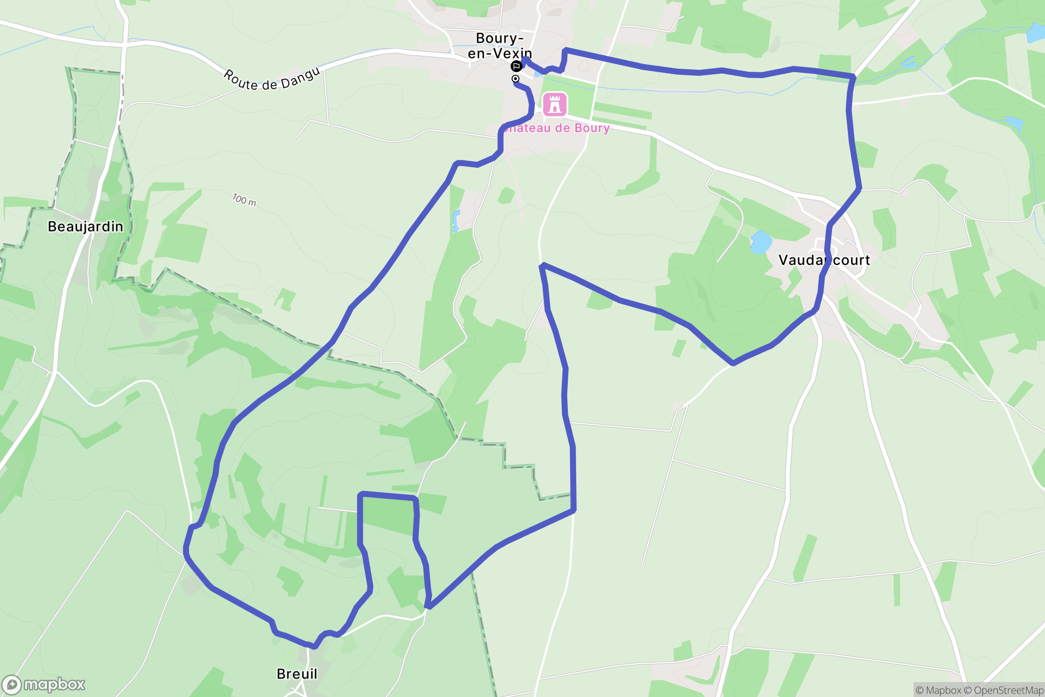 Boury-en-Vexin : carte du parcours de randonnée - France
