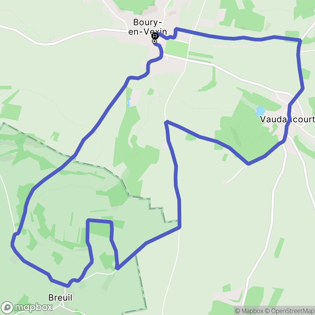 Boury-en-Vexin : carte du parcours de randonnée - France