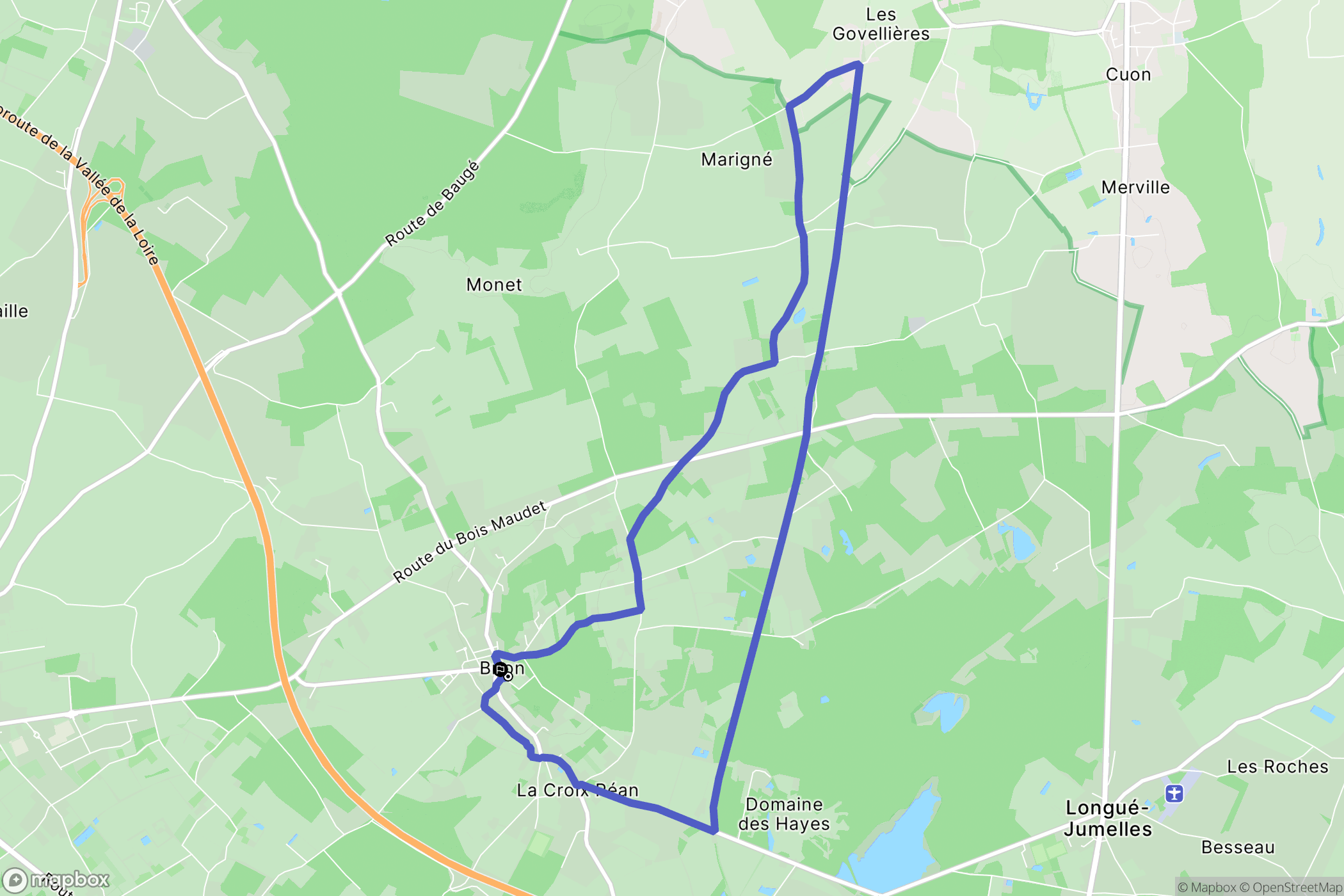 Les Bois d'Anjou : carte du parcours de randonnée - France