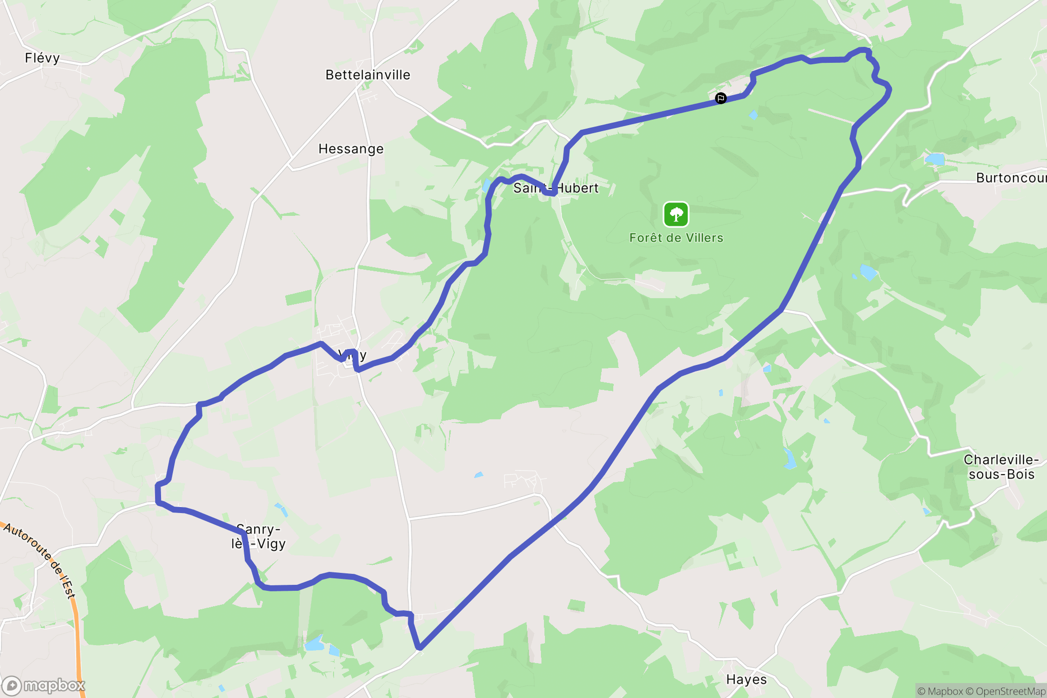 Saint-Hubert : carte du parcours de randonnée - France