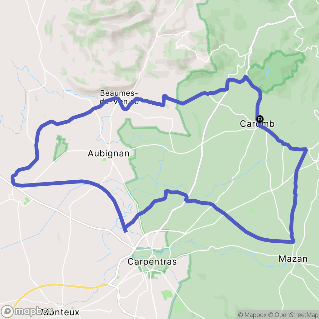 Caromb : carte du parcours de randonnée - France