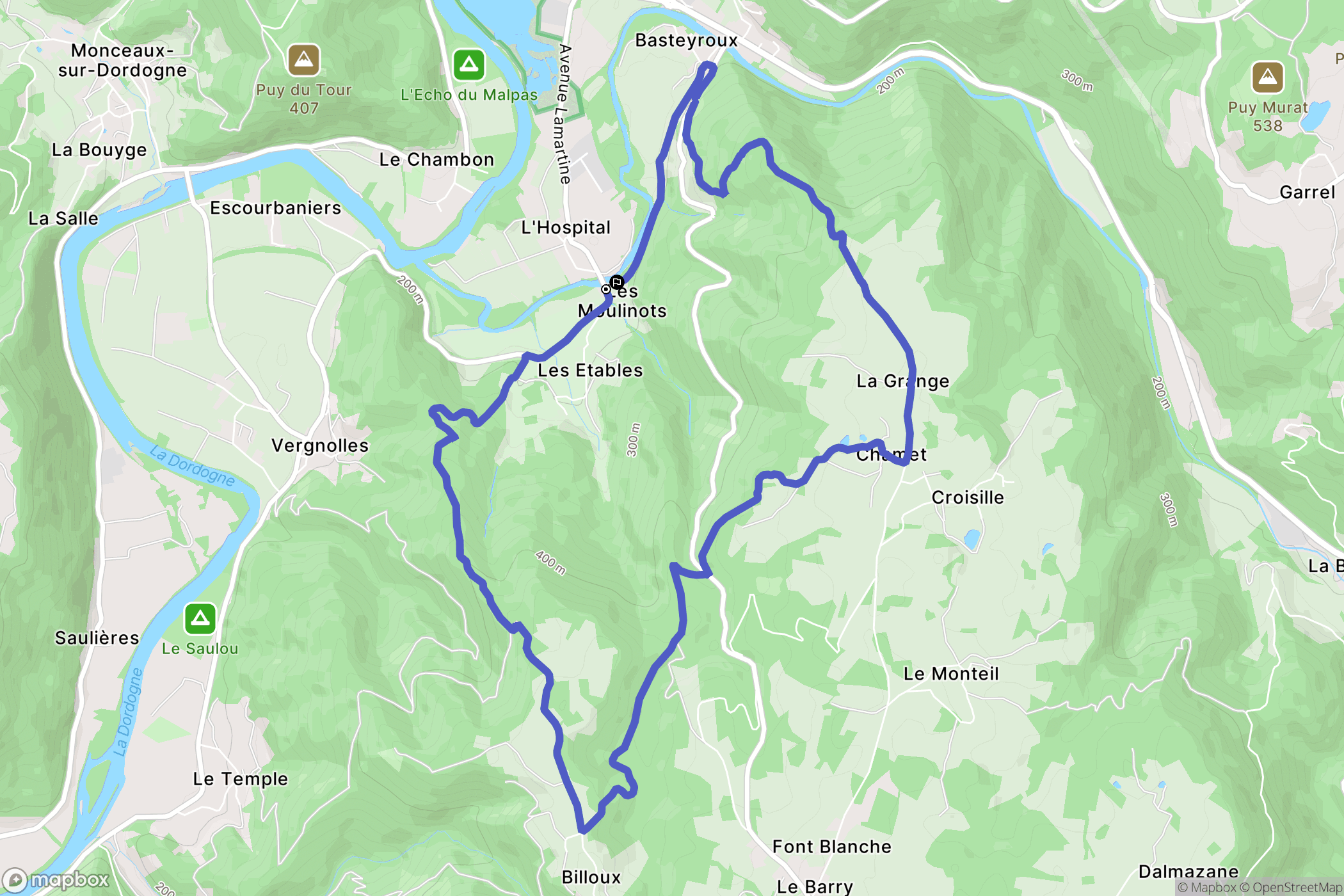 Argentat-sur-Dordogne : carte du parcours de randonnée - France