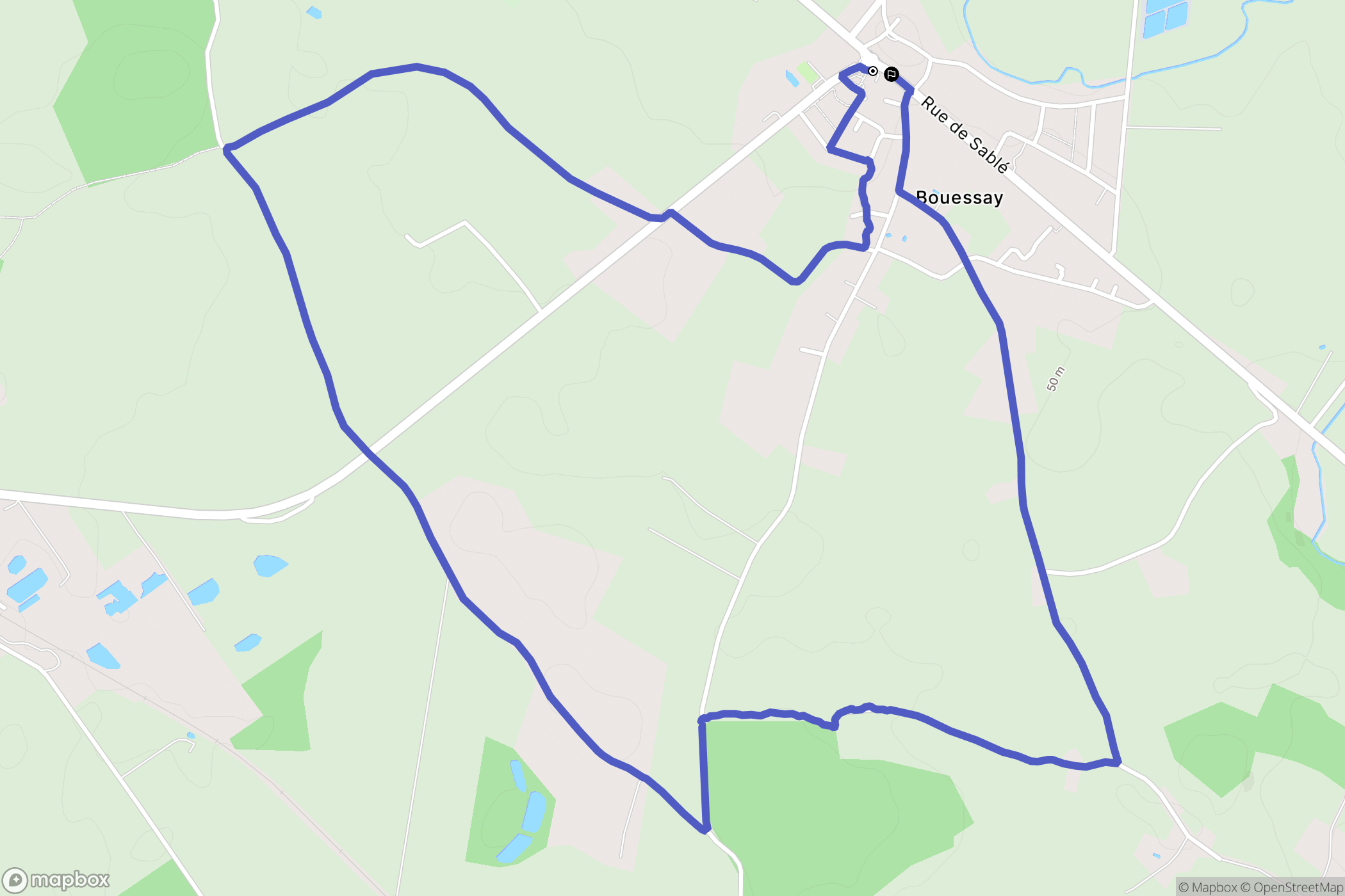 Bouessay : carte du parcours de randonnée - France