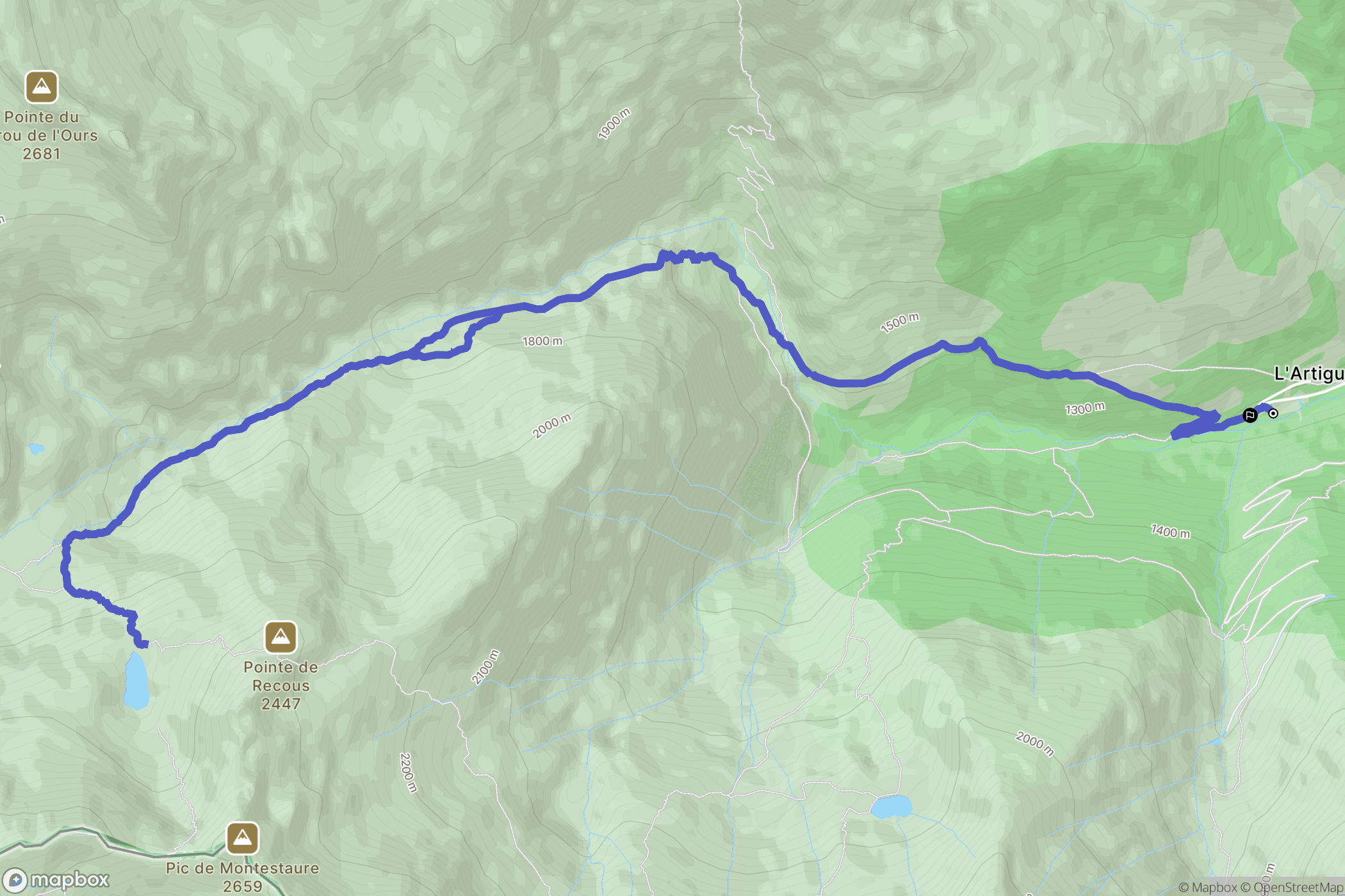 Auzat : carte du parcours de randonnée - France