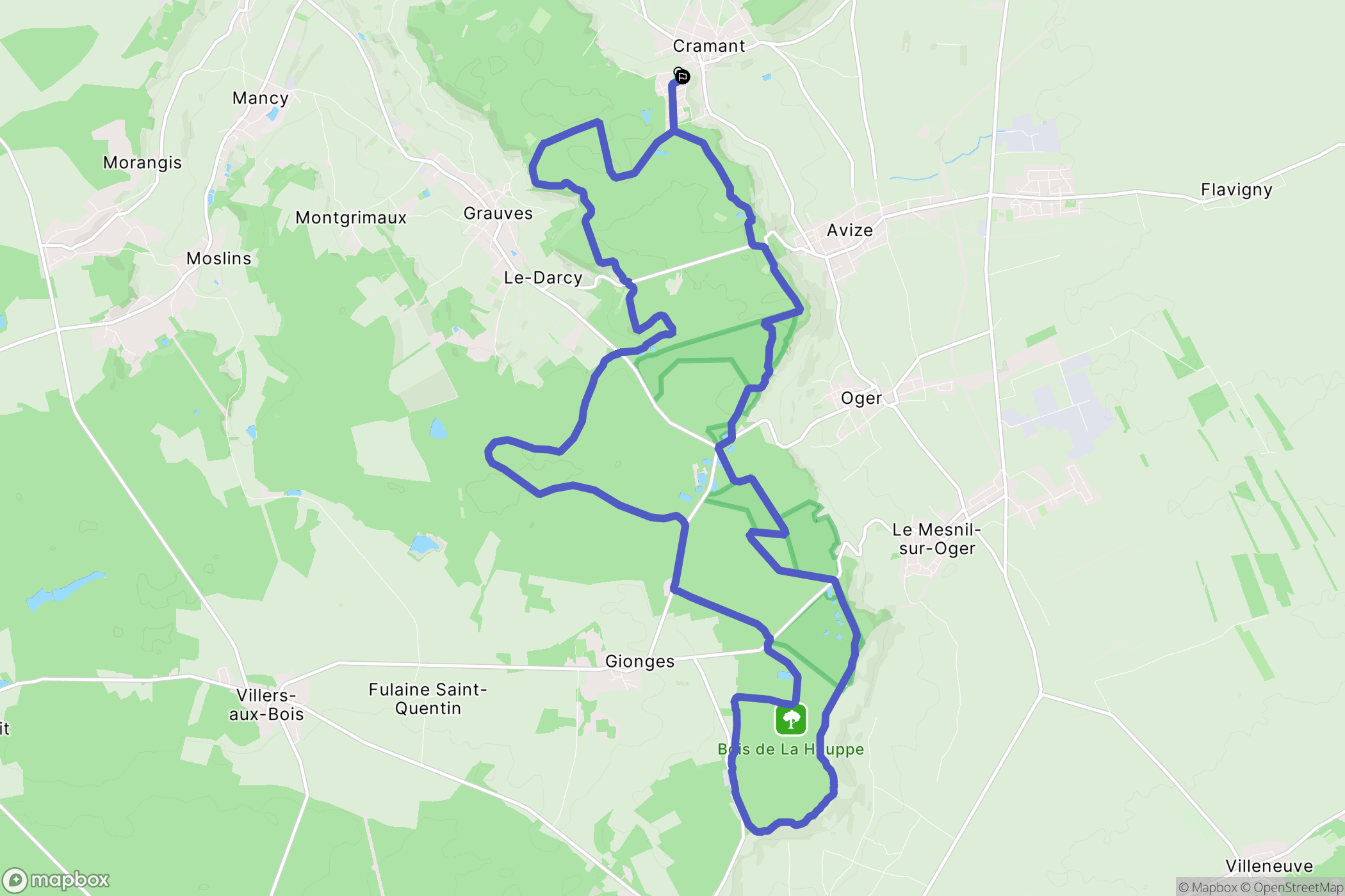 Cramant : carte du parcours de randonnée - France